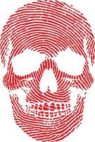 Red skull fingerprint vector