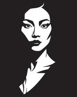 Black and white portrait of female vector