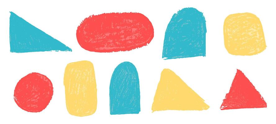 Cute text box crayon. Doodle brush drawn shape with rough childish border. Sticker tag and label paint element with chalk edge for speech bubble. Organic handdrawn note for school in red and blue.