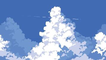beauty cloud landscape background in pixel art style vector