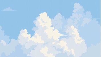 blue sky cloud view landscape in pixel art style vector