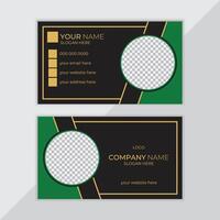 Creative business card design, with green and golden color layout vector