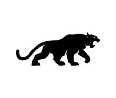 black panther silhouette icon logo with open mouth vector