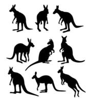 kangaroo silhouettes in various poses collection vector
