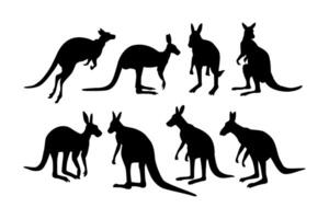 kangaroo silhouettes in different poses vector