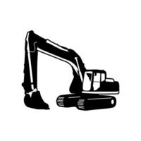 black icon silhouette of excavator vector