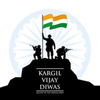 indian soldiers on a mountain for kargil vijay diwas illustration vector