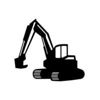 black silhouette of construction excavator vector