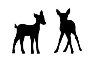 small deer fawns in silhouette vector