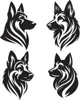 Cute Dog Head Silhouette Bundle Set for Tattoo Design vector