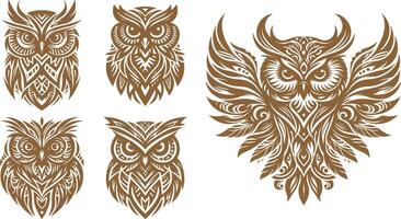 Decorative Tribal Owl Art Tattoo Stencil Design vector