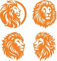 Hand Drawn Lion Faces Tribal and Tattoo Style Icons vector