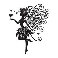 Abstract Pattern Line Art of Fairy with Heart Illustration vector