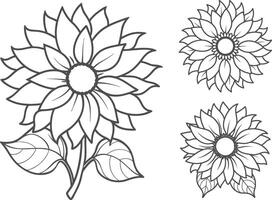 Sunflower line art bundle set vector