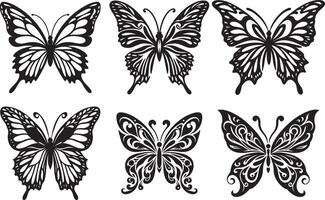 Tribal and Ornamental Butterfly Tattoo Designs Pack vector