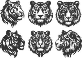 Vintage Tiger Head Emblems for T-Shirt or Logo Design vector