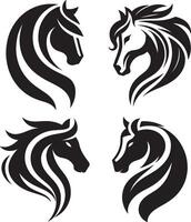 Horse Head Tribal Art Minimalist Black and Grey Style vector