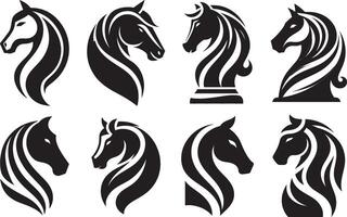 Horse head silhouette set illustration vector
