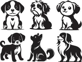 Dog Silhouette Illustration Bundle Set for Tattoo Design vector