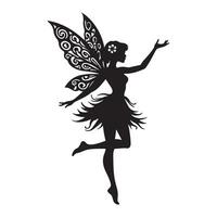 Silhouette of a fairy with wings vector