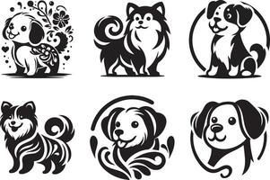 Adorable Dog Outline Clipart Collection vector