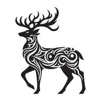 A black and white deer with tribal patterns vector
