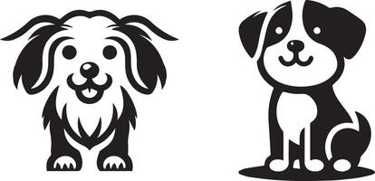 Black and White Puppy Mascot Illustrations vector