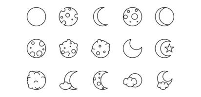illustration icon pack moon line vector