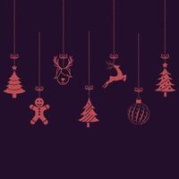Christmas Icons dear tree doll Hanging Ornaments vector