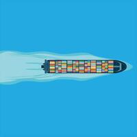 Cargo Ship Illustration With Ocean Background vector