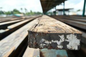 A close up of a wooden plank on a wooden platform photo