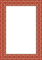 square gold with red ancient Russian ornament. Slavic rectangle, border, frame. Painting royal chambers. vector