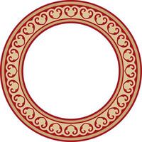 gold with red round classic byzantine ornament. Circle, ring, border, Ancient Greece, Eastern Roman Empire frame. Decoration Orthodox Church vector