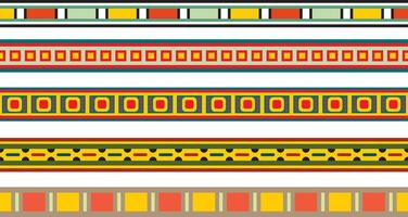 set of colorful seamless Egyptian borders. Endless Ornaments of Ancient Egypt. Geometric African frame. vector