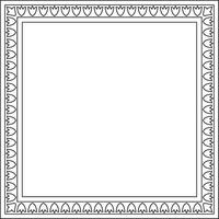 black contour square Turkish national ornament. Ottoman border, frame. Ethnic floral rectangle, Seljuk Turks pattern. Decoration Sultan palaces vector