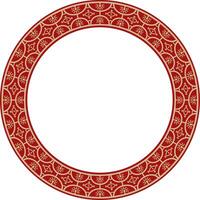 round gold with red border, frame, Pompeii ring. Circle Neopolitan ornament. Art Ancient Rome. vector