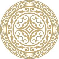 golden round Kazakh national ornament. Ethnic pattern of the peoples of the Great Steppe, Mongols, Kyrgyz, Kalmyks, Buryats. circle, border vector
