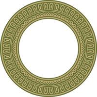 Classic Greek green and gold round ornament. pattern, circle ancient Hellenes vector