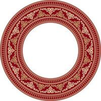 golden and red round Yakut ornament. Endless circle, border, frame of the northern peoples Far East vector