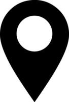 Simple black location pin icon with white circle silhouette vector