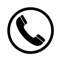 Classic telephone handset icon within a circle silhouette vector