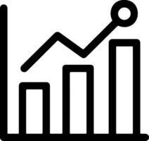 Growing bar chart and line graph with data point silhouette vector