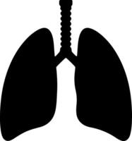 Black silhouette of human lungs and trachea on a gradient background vector