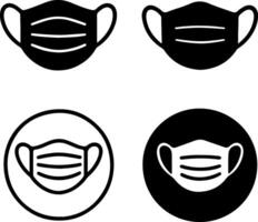 Four different styles of medical face mask icons on a dark background vector