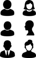 Collection of diverse human profile icons in silhouette style vector