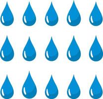 A collection of fifteen blue water drops in three rows on a white background vector