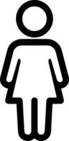 Simple black female figure icon against a light background silhouette vector