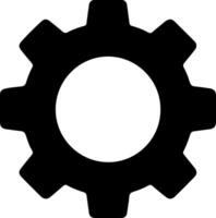 Dark gray gear cog mechanism symbol with white inner circle silhouette vector