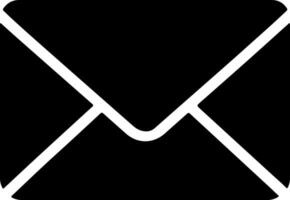 Simple black envelope icon with rounded corners silhouette vector