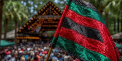 A pan-african flag waves proudly, a symbol of unity and cultural celebration. photo
